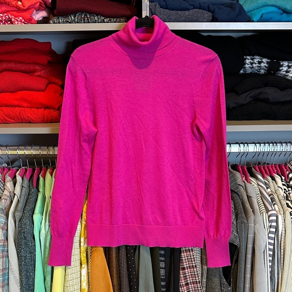 Massimo Dutti pink long sleeve wool blend turtleneck sweater size S NWT